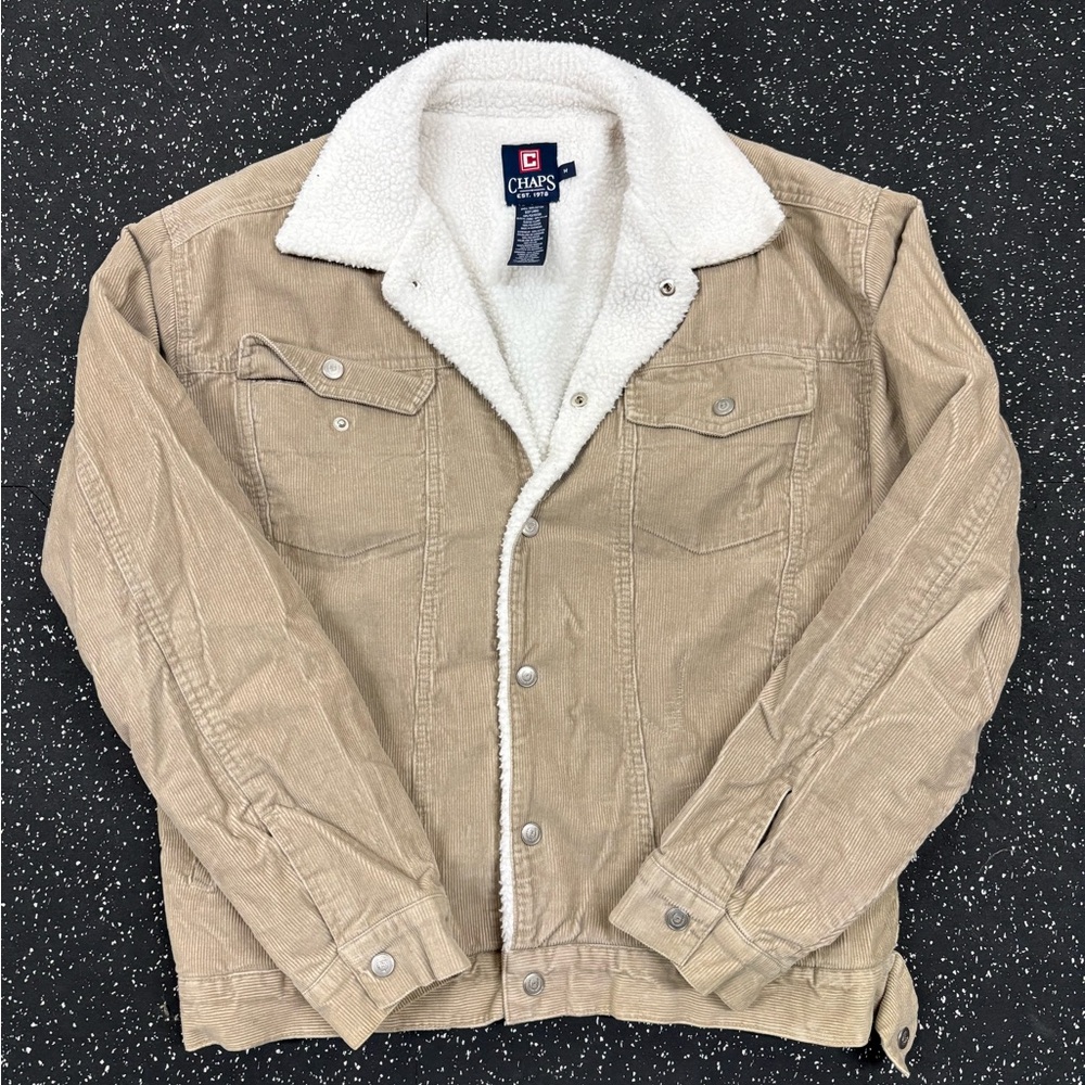 Vintage Chaps Beige Sherpa-Collar Men's Jacket | Sz M